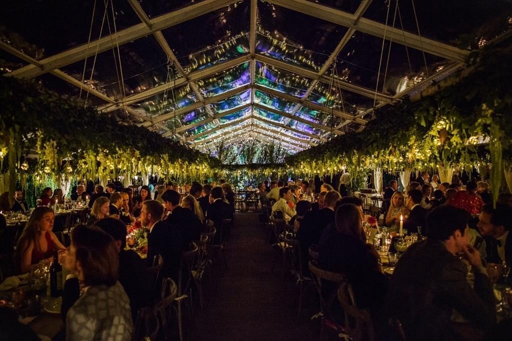 Clear Roof Marquee by Night - Hatch Marquee Hire